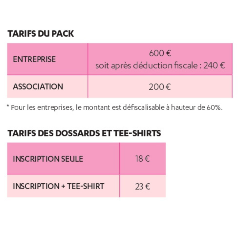 Tarifs Bouger POUR ELLES 2025